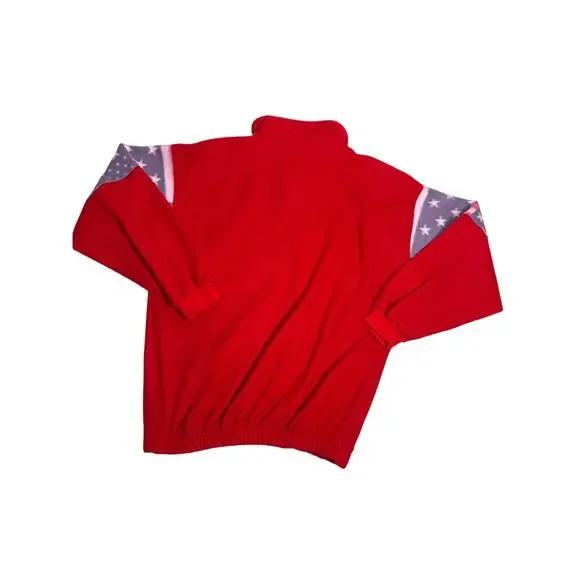 Vintage USA Fleece Quarter Zip Mens Large Embroidered Logo Pullover Patriotic - Picture 4 of 7